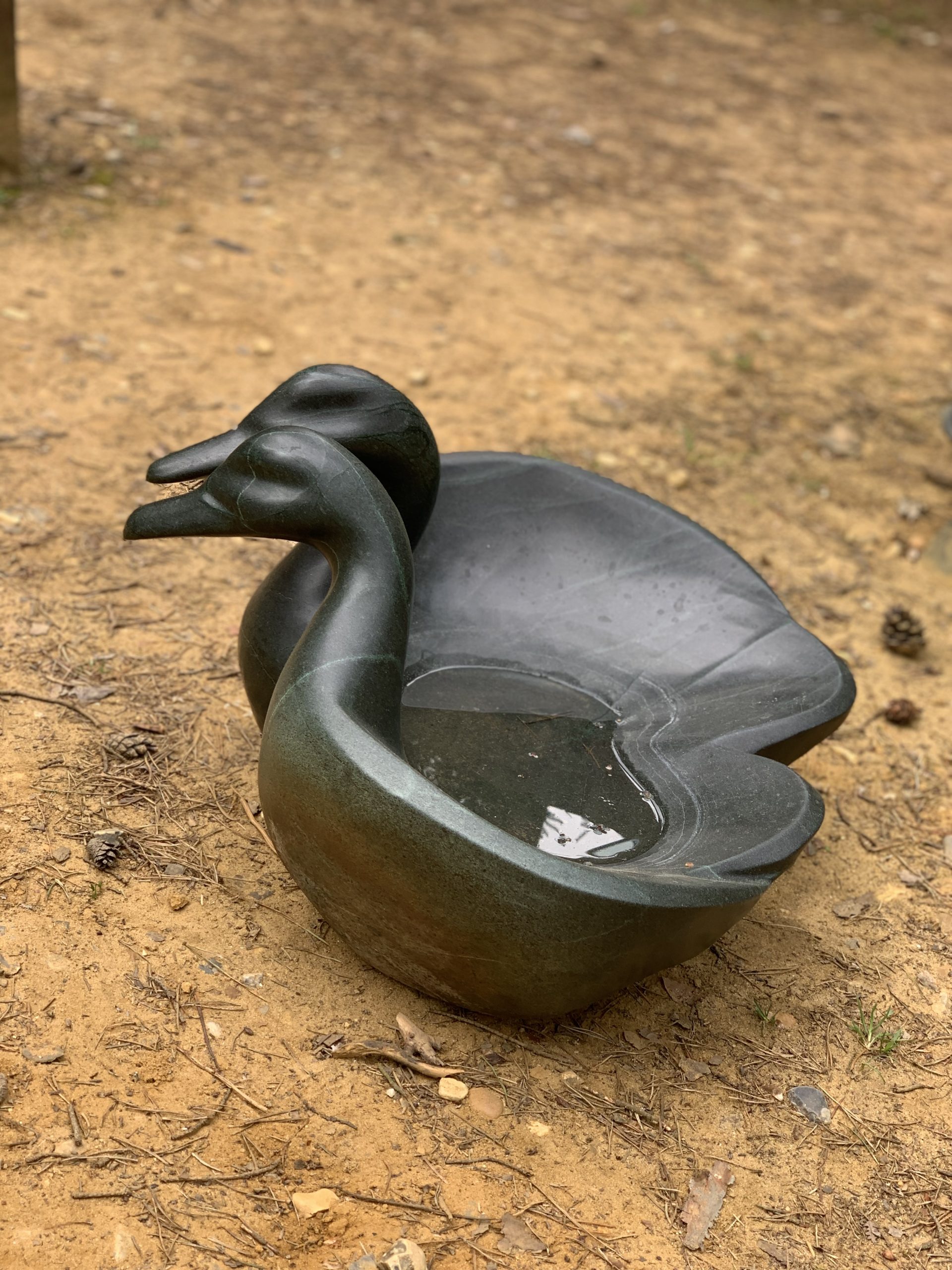 Large Stone Bird Sculpture - Swimming Together by Tendai Chipiri (Unique) - Image 2