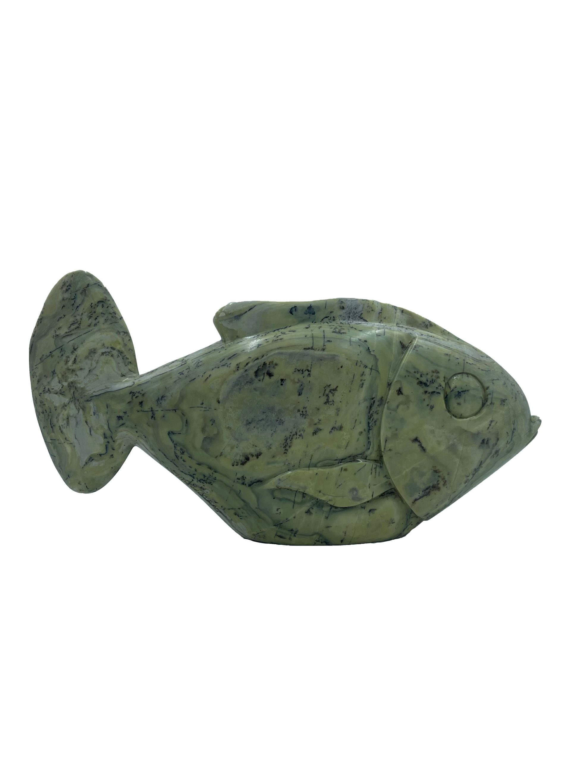 Stone Fish Sculpture in Opal Stone. Free Standing and suitable for indoor or outdoor garden setting