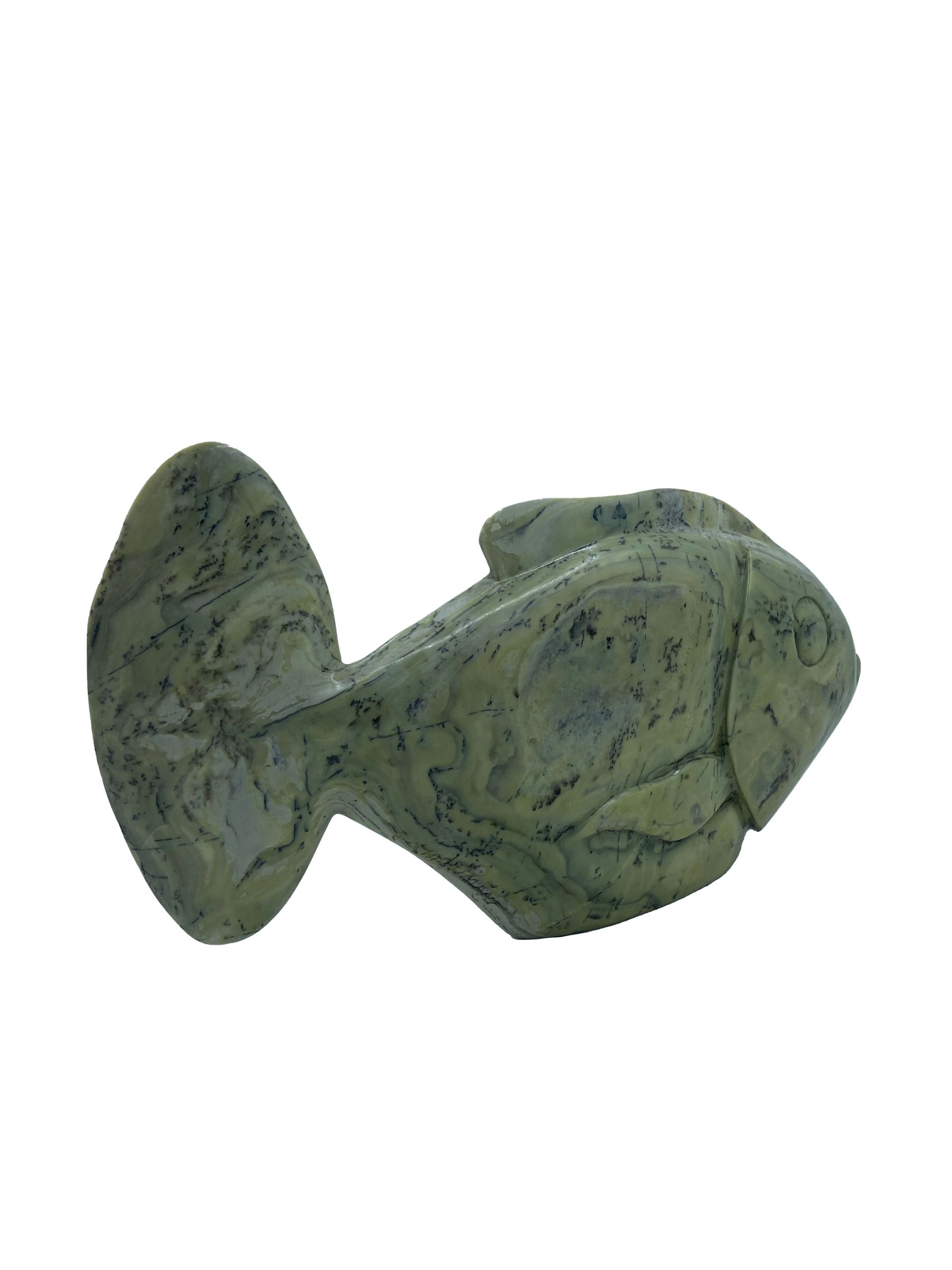 Stone Fish Sculpture in Opal Stone. Free Standing and suitable for indoor or outdoor garden setting