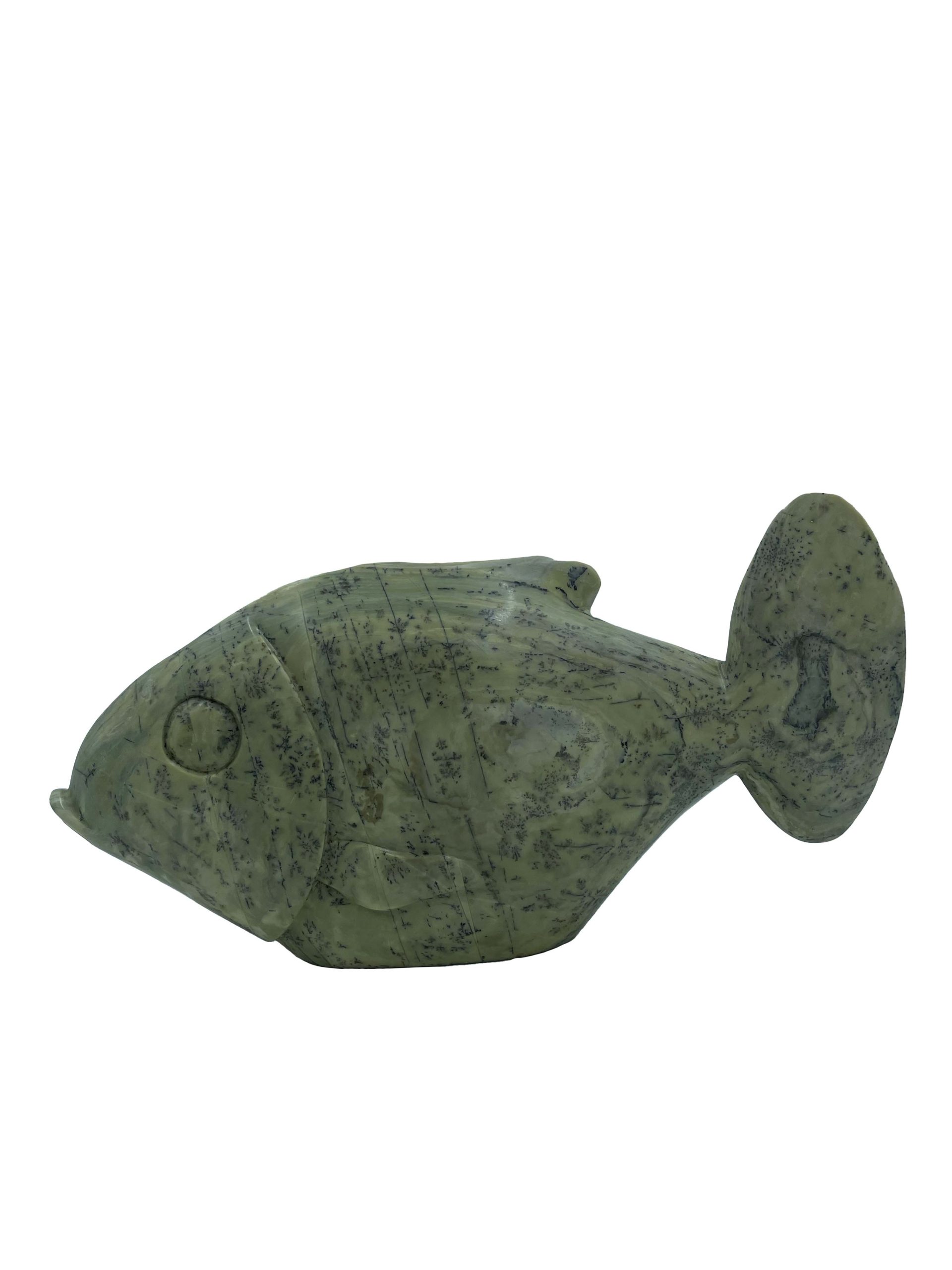 Stone Fish Sculpture in Opal Stone. Free Standing and suitable for indoor or outdoor garden setting