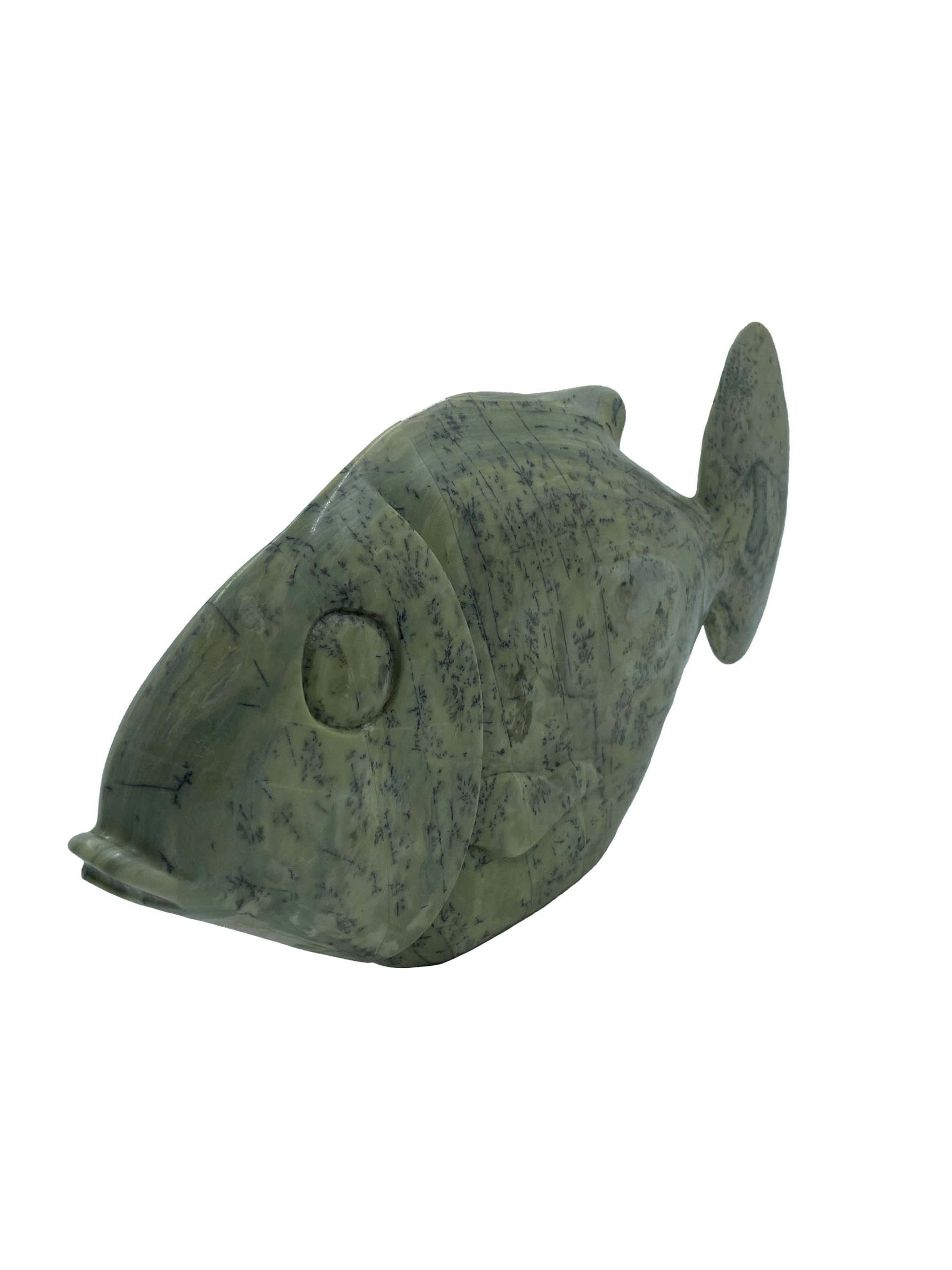 Stone Fish Sculpture in Opal Stone. Free Standing and suitable for indoor or outdoor garden setting