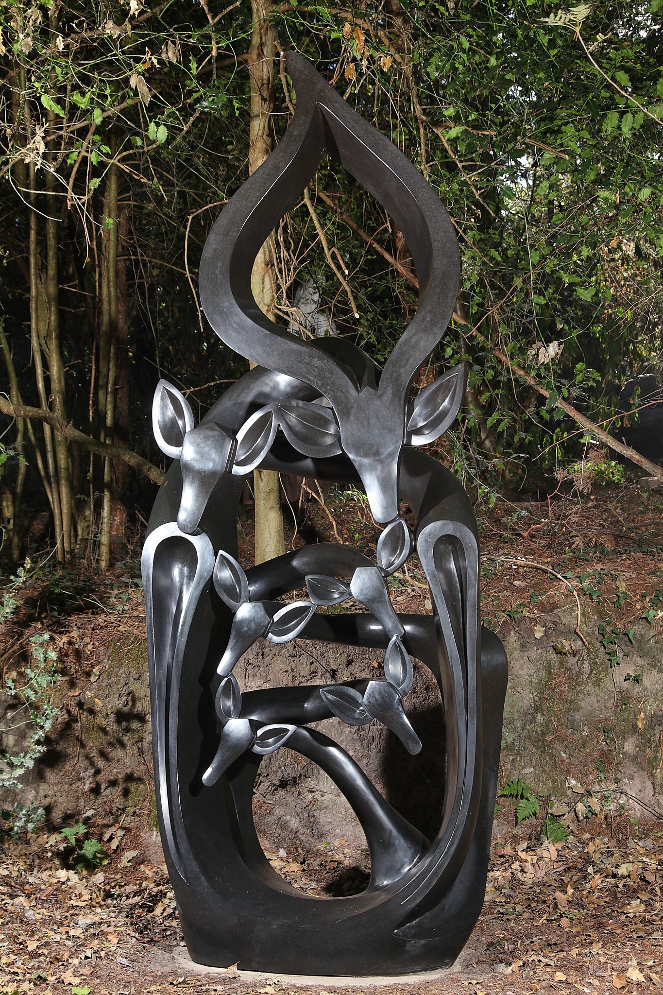 Monumental Shona Sculpture in Springstone of a Gazelle Family. Would Suit Garden of Public Setting