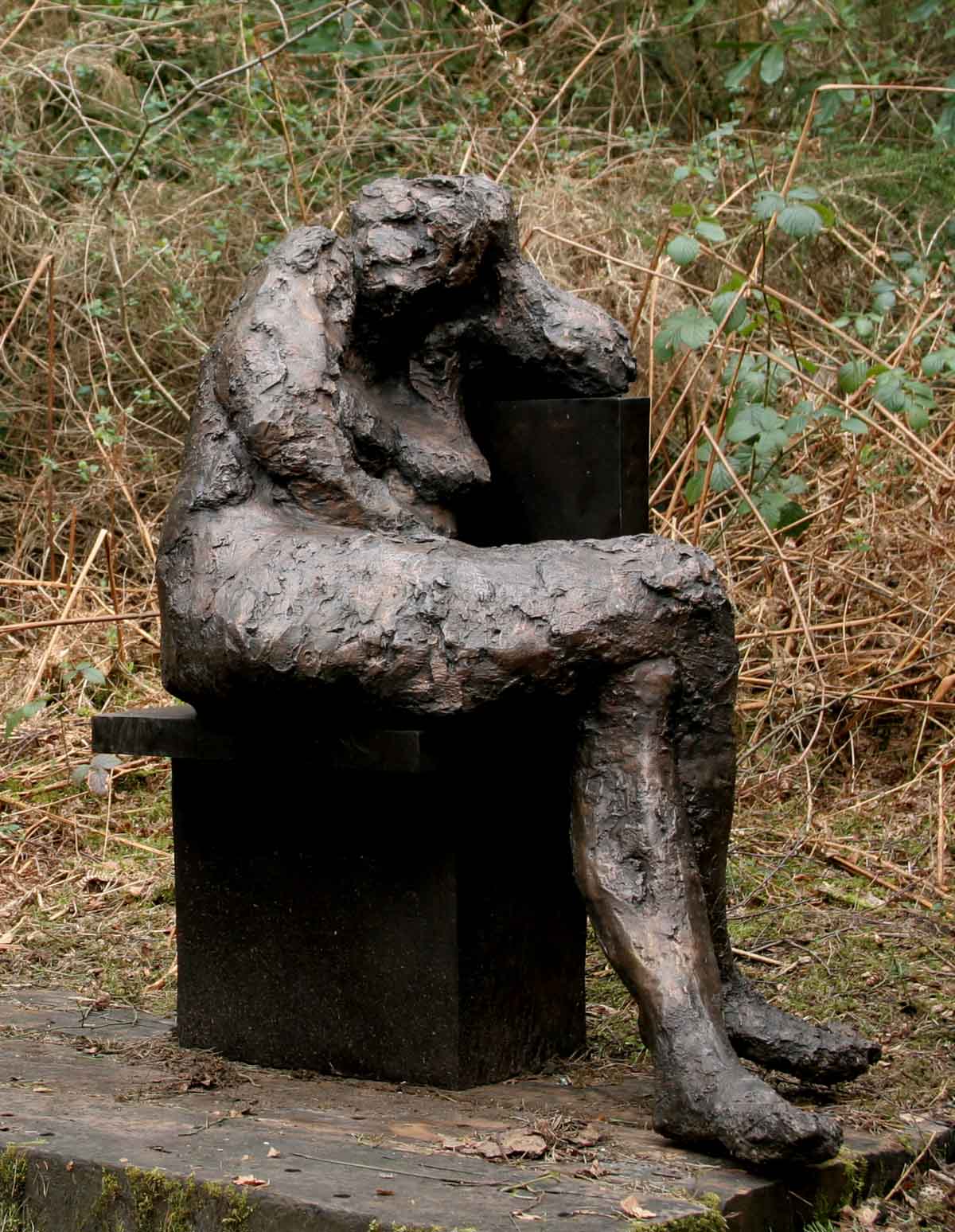 Figurative Life-size Bronze Resin Sculpture of a Woman seated
