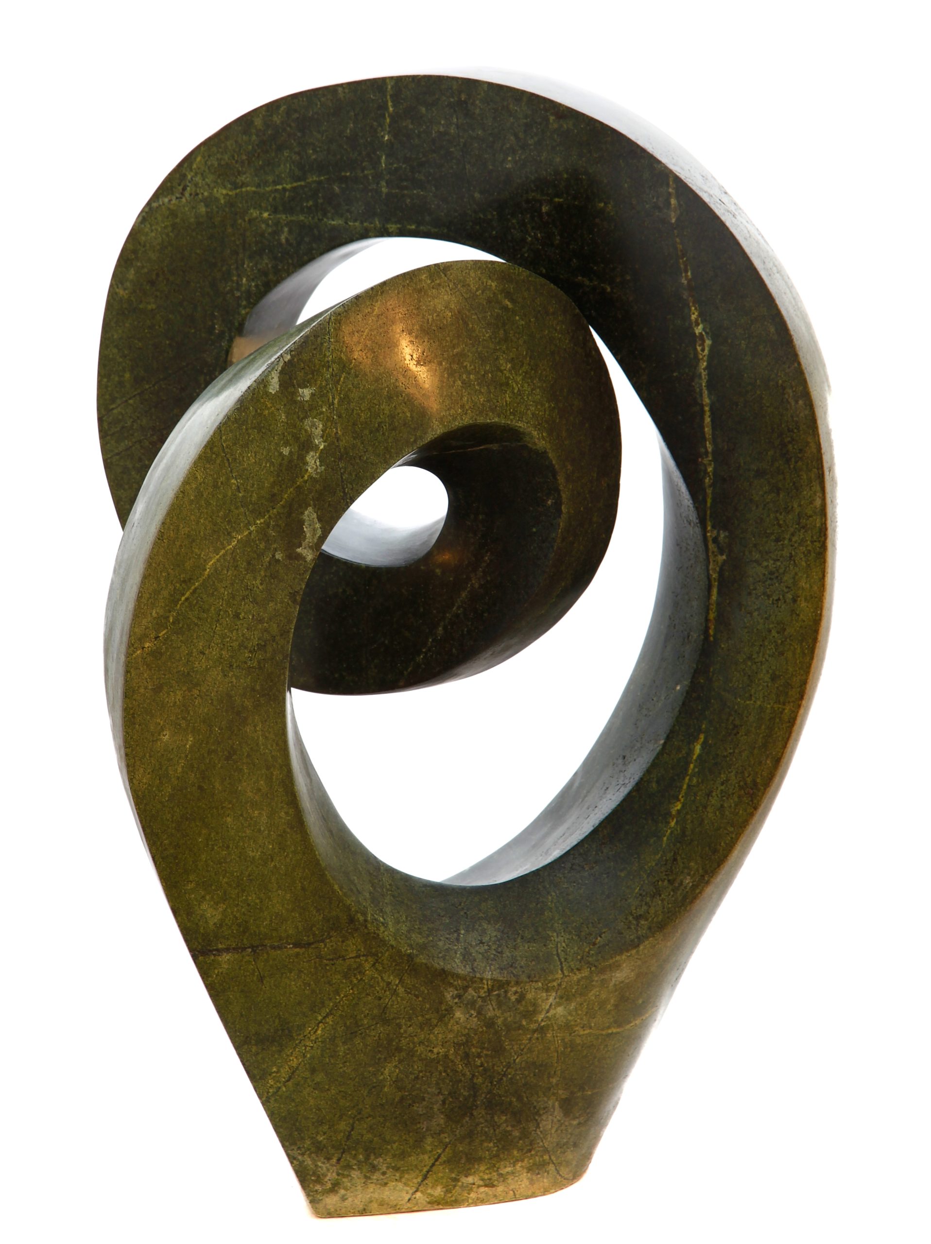 An abstract Shona sculpture made of Avocado stone.