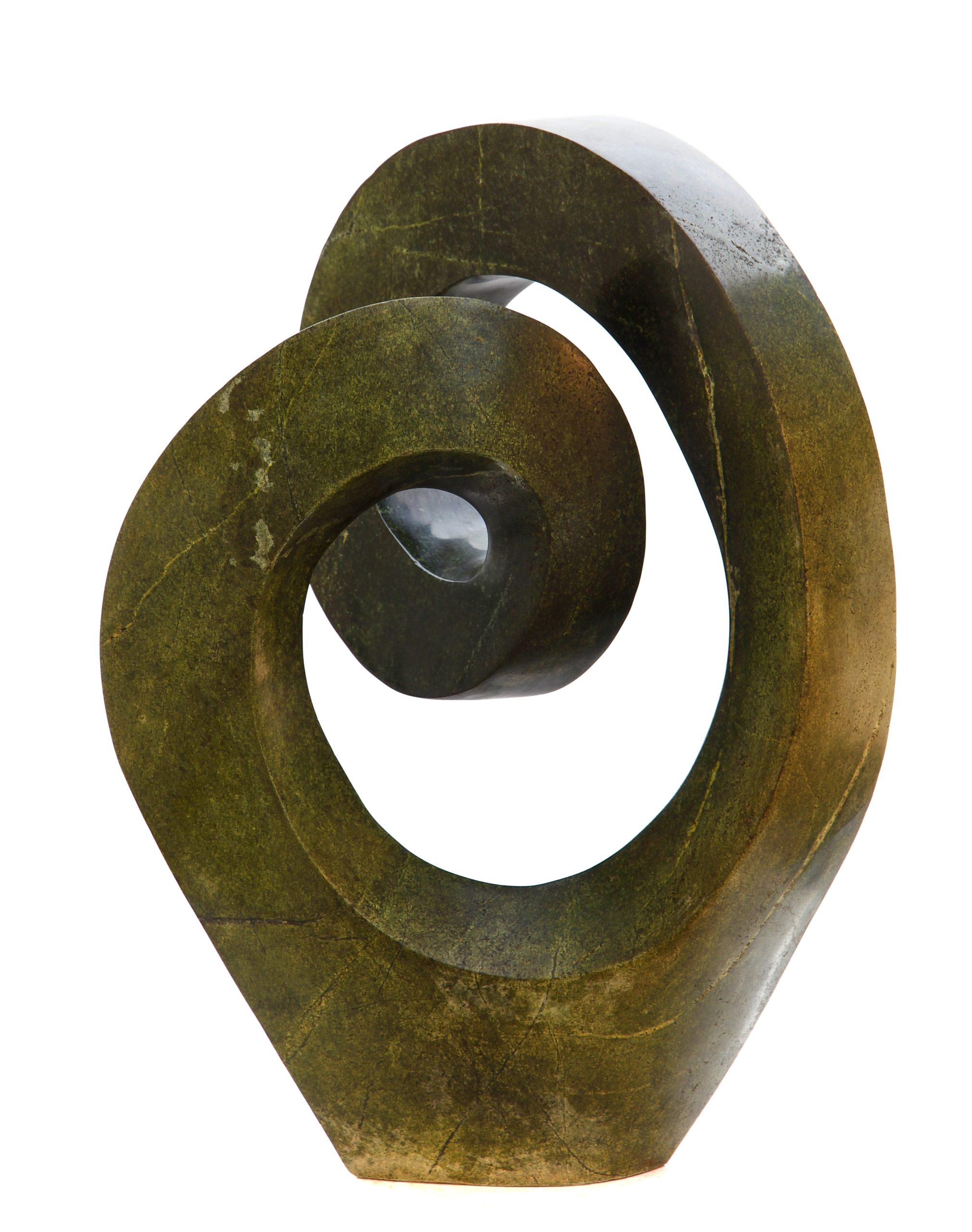 An abstract Shona sculpture made of Avocado stone.