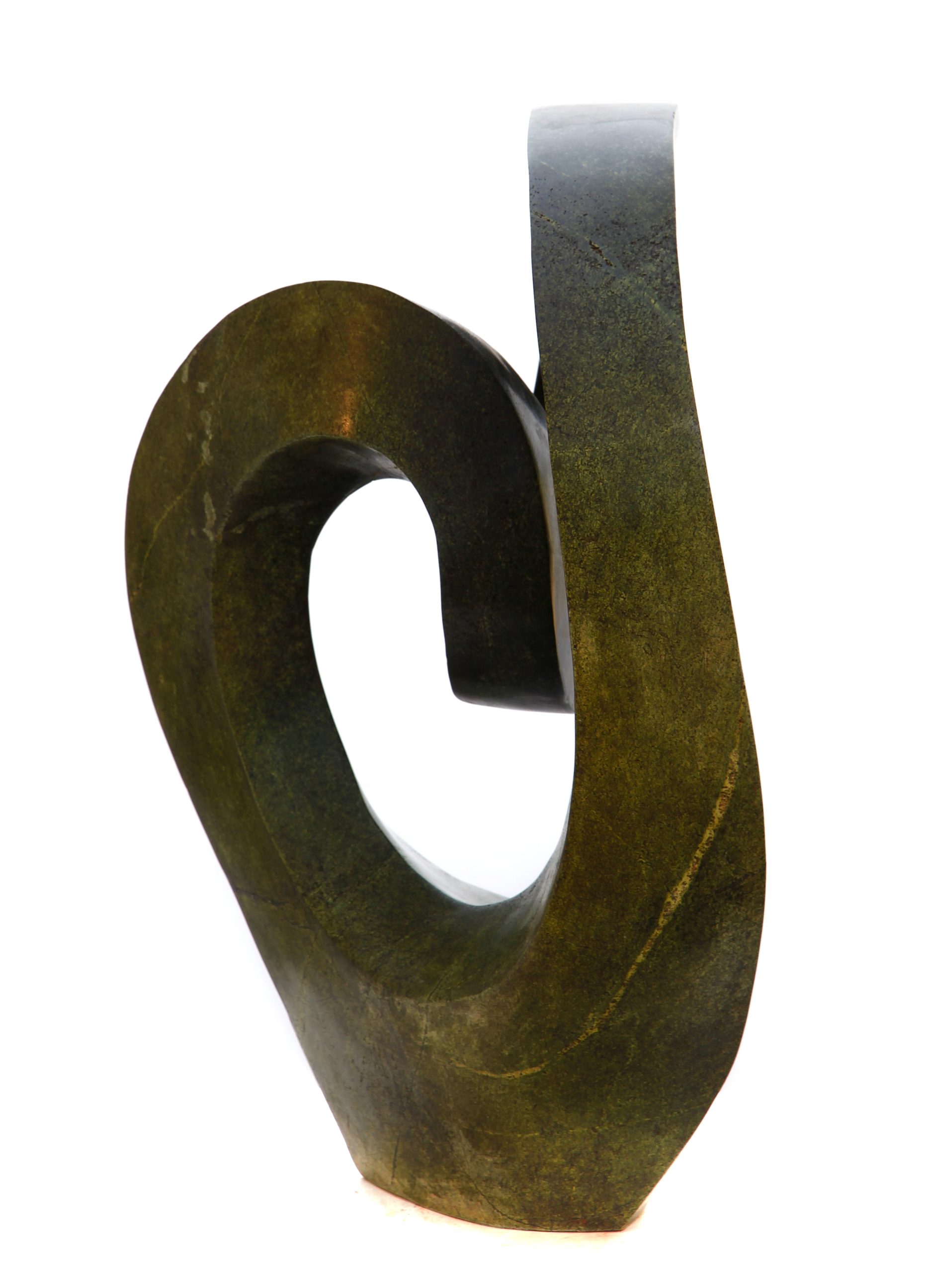 An abstract Shona sculpture made of Avocado stone.