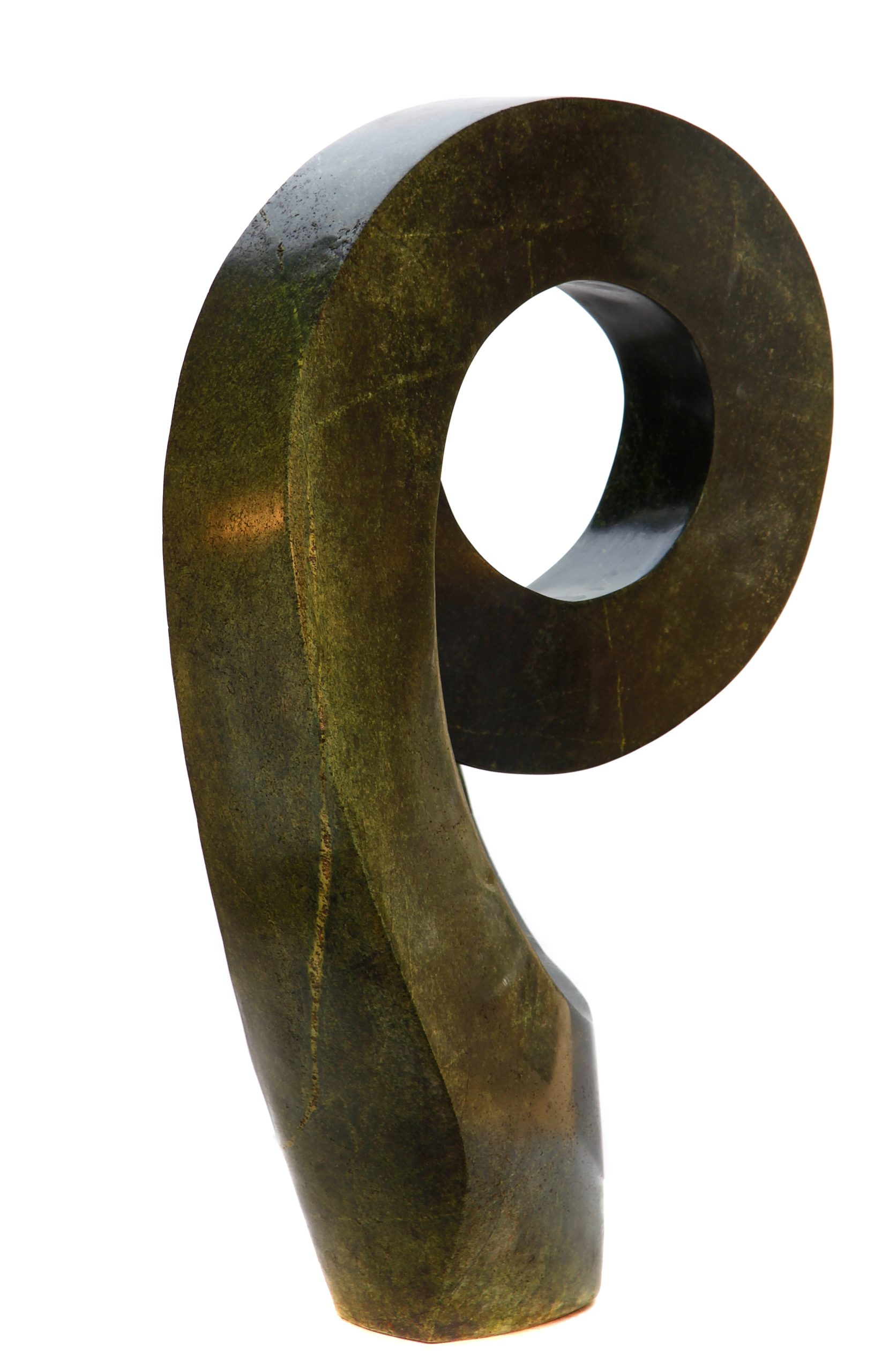 An abstract Shona sculpture made of Avocado stone.