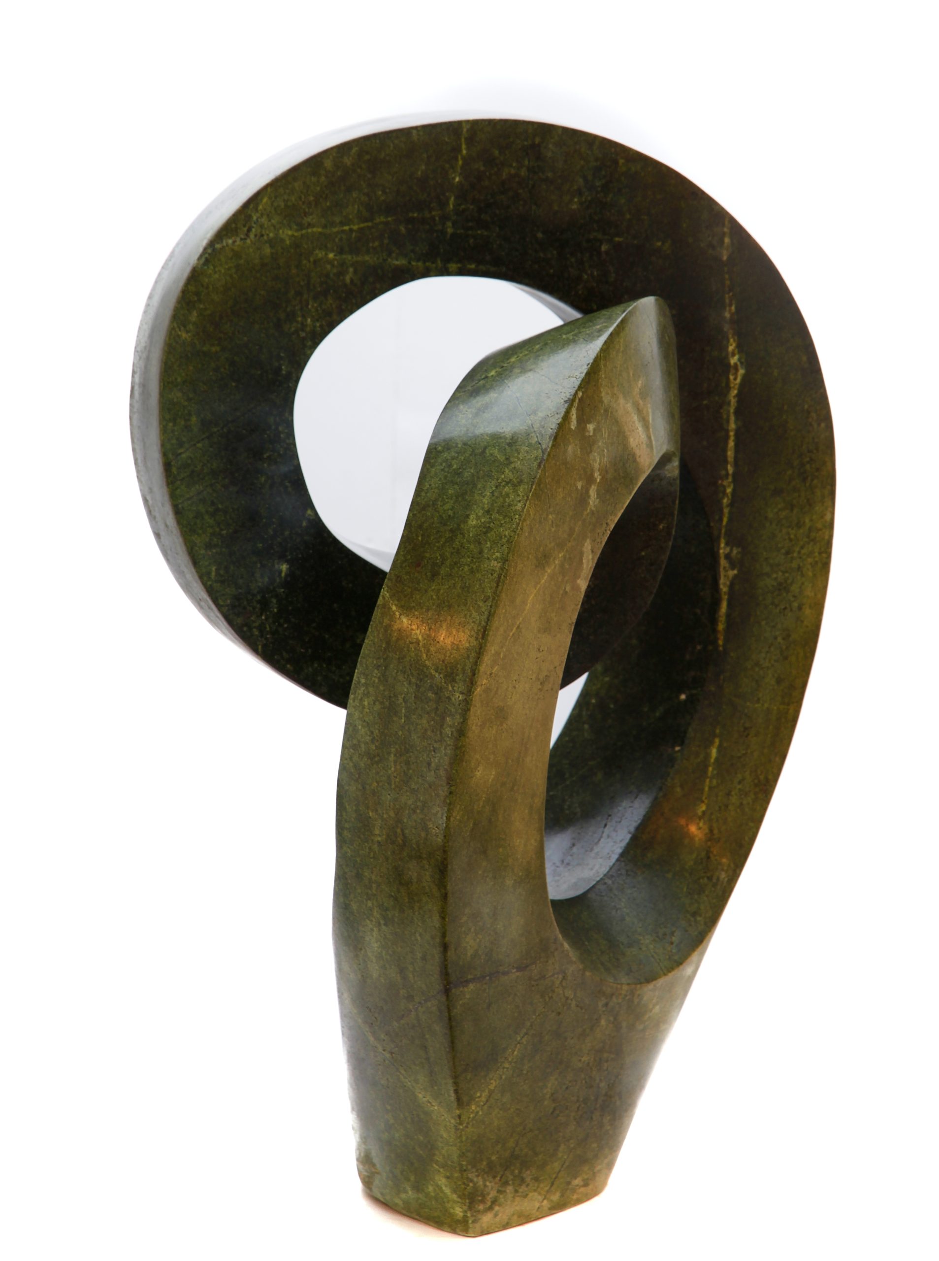 An abstract Shona sculpture made of Avocado stone.